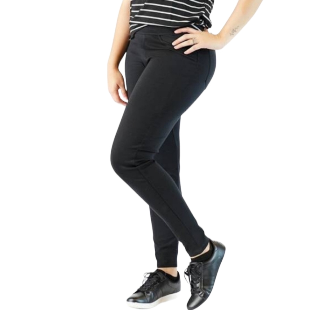 Piphany Black Elastic Waist Skinny Pants - Small